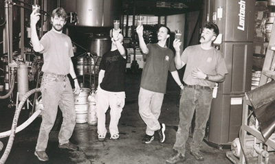 group of brewers in brewery