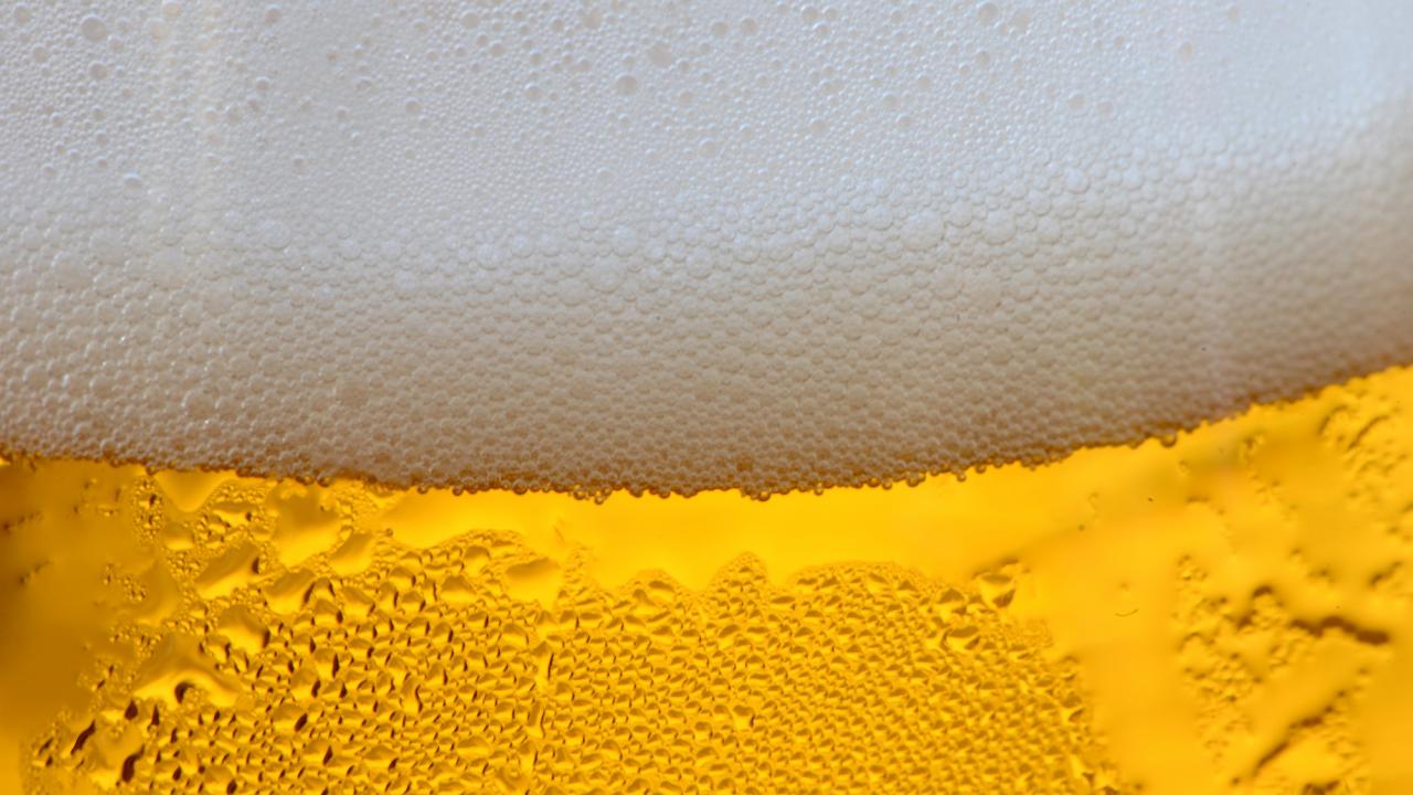 close up of beer foam