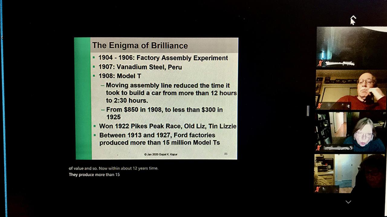 Screenshot from online session of an OLLI course