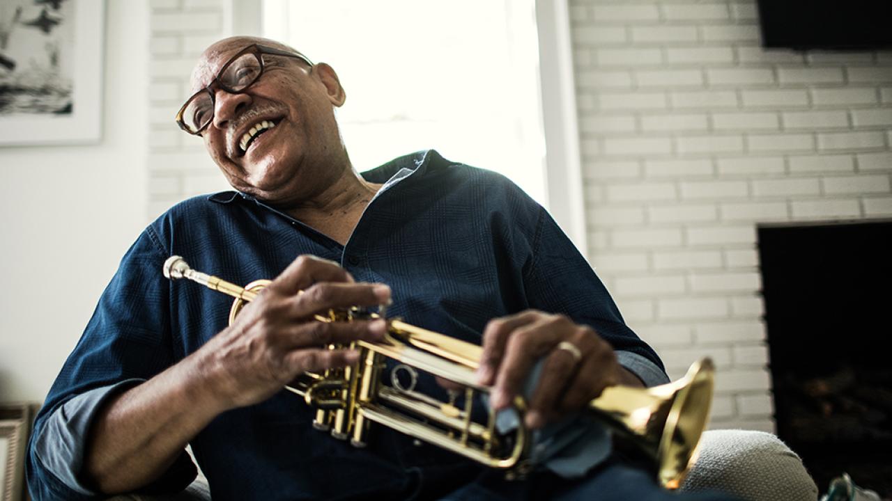 senior man with trumpet