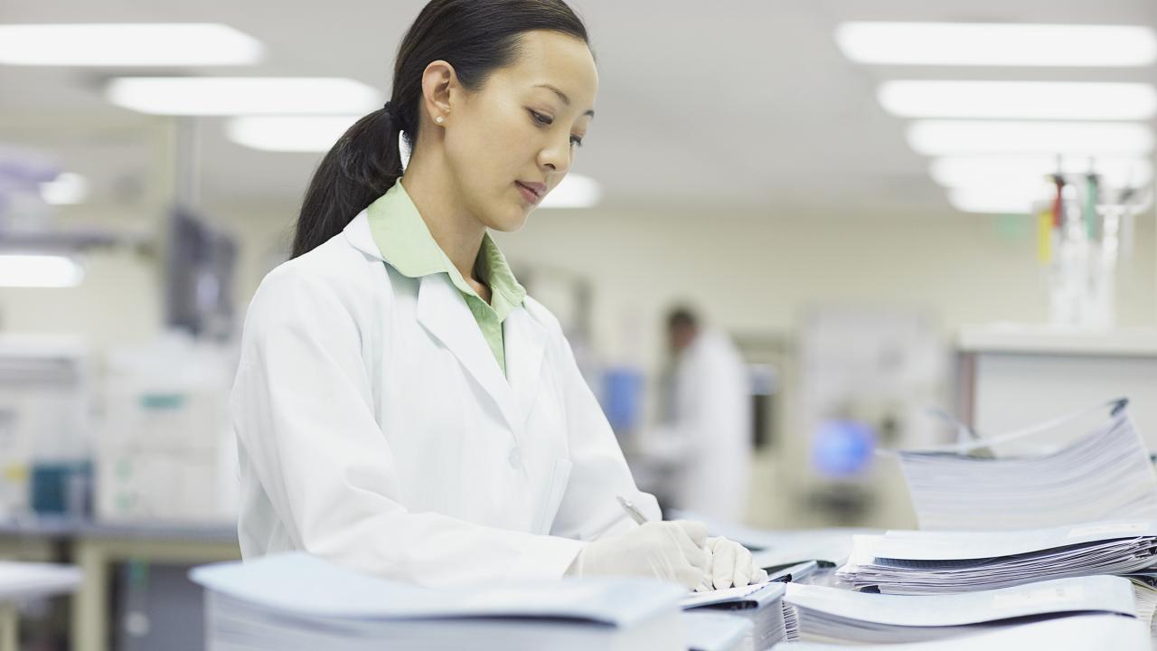 female scientist doing research