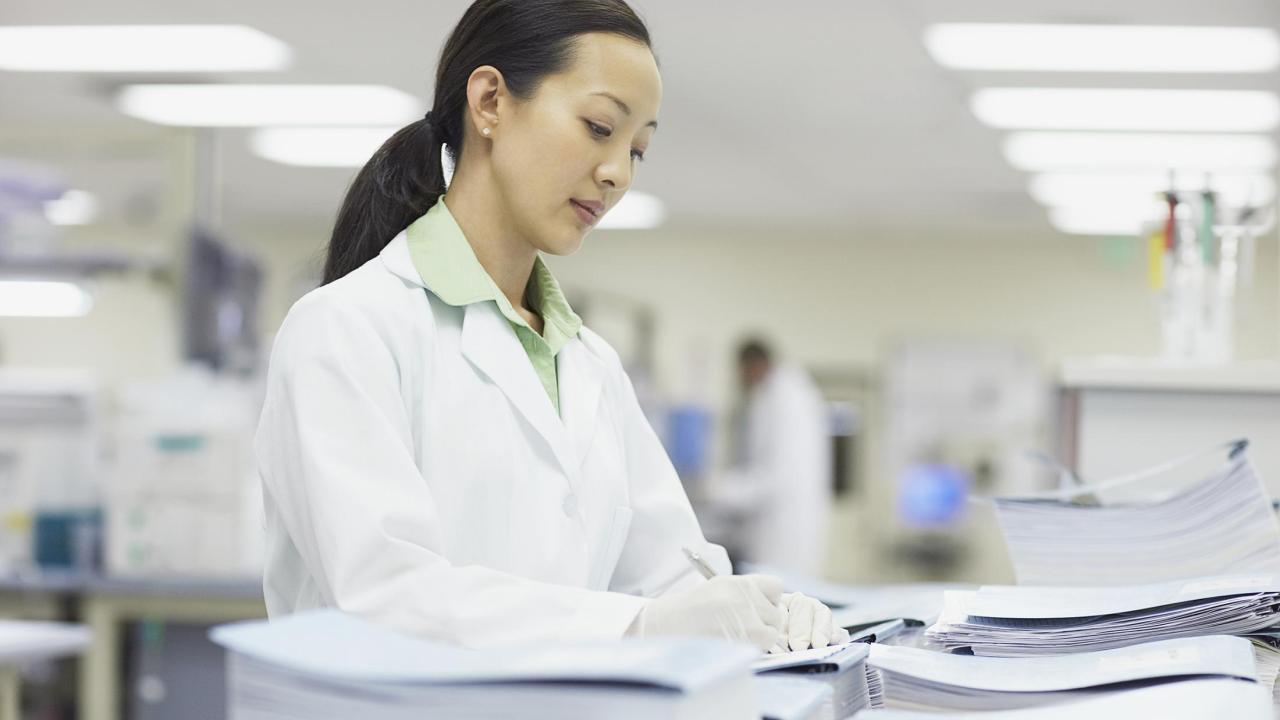 female scientist doing research