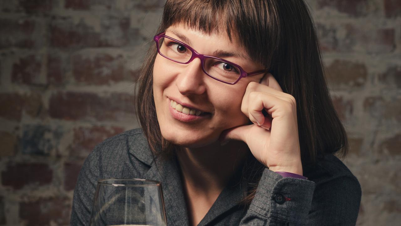 UC Davis Tapping Potential Scholarship winner Lana Svitankova poses with beer