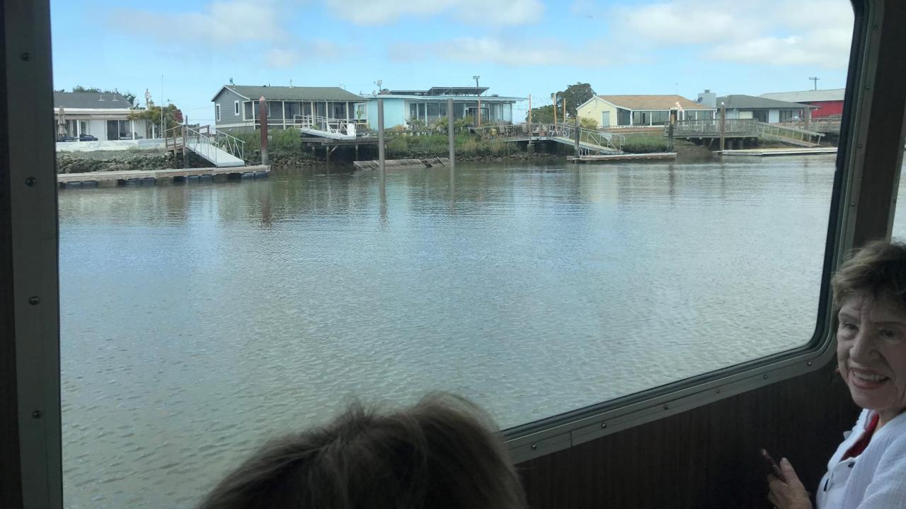 OLLI member Karen S. loved the waterfront view of summer bungalows on Edgerly Island.