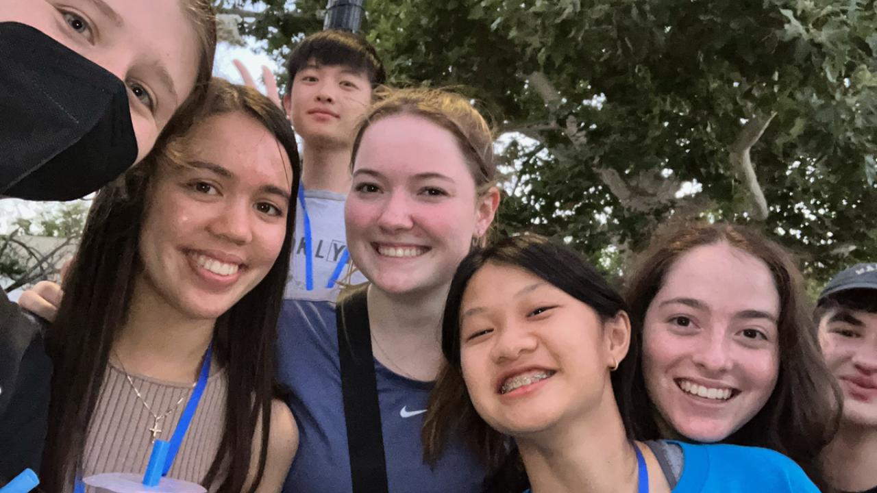 high school senior Sigourney poses with friends from the UC Davis Summer Pre-College Program