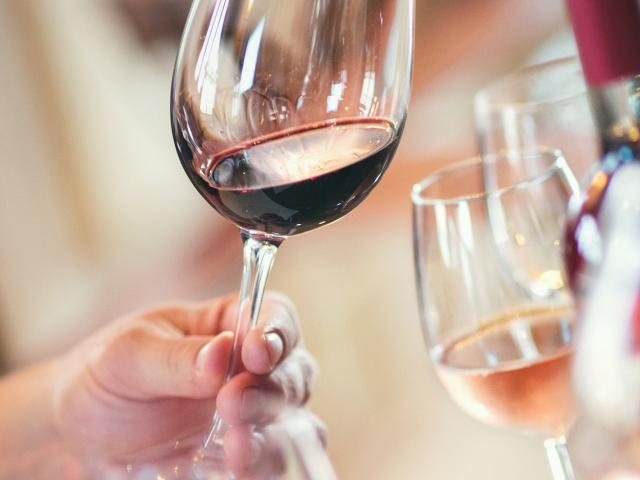 closeup of wine glass