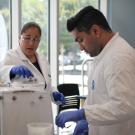 students in cell and gene therapy lab with instruments