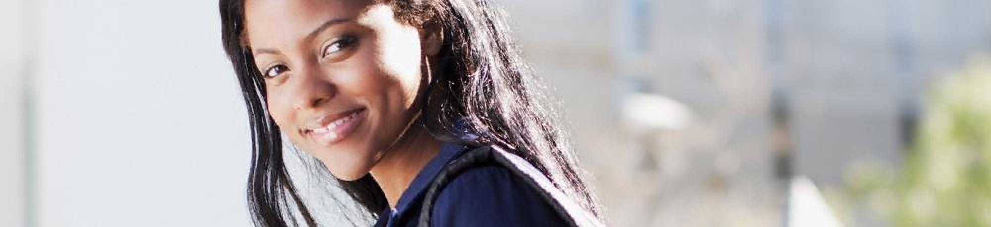 girl wearing backpack