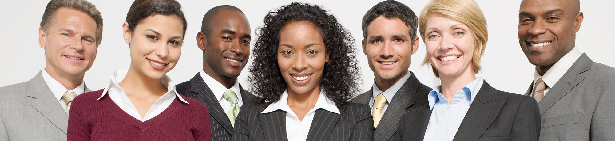 business people looking at camera